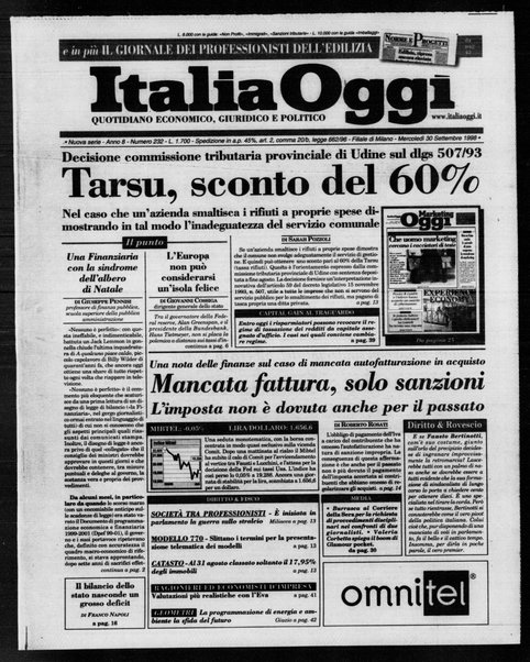 Italia oggi : quotidiano di economia finanza e politica